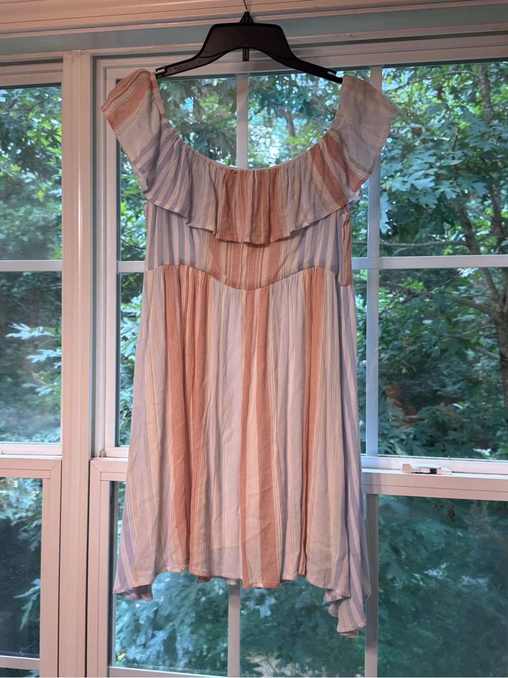 Altar’d State Striped Off Shoulder Ruffle Dress Small Boho Coastal-0141